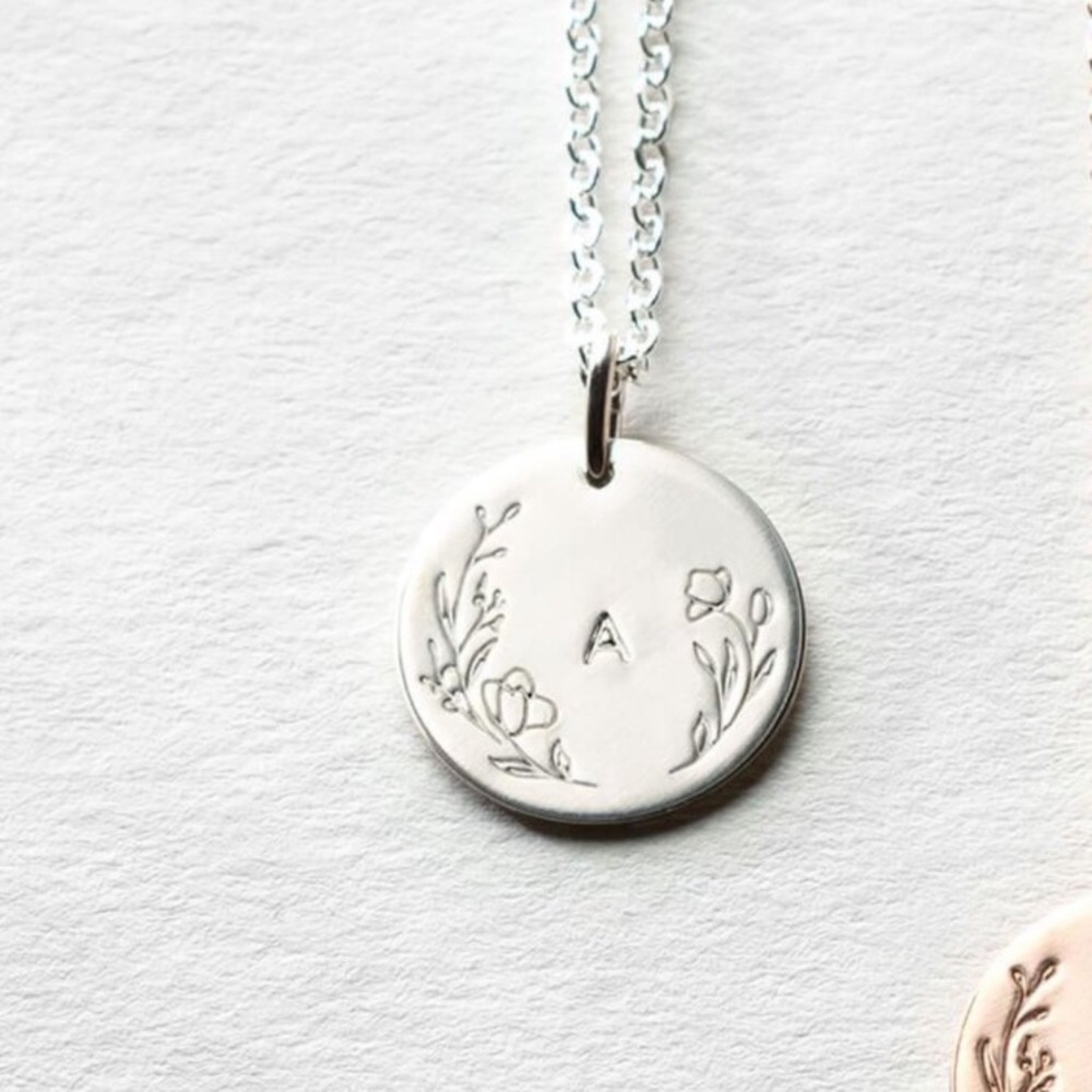 Floral Letter Minimalist Simple Initial Boho Silver Personalized Gift Ne… - Picture 10 of 16